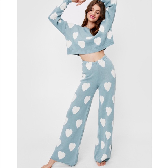 Nasty Gal Other - Knit heart sweater and pants set